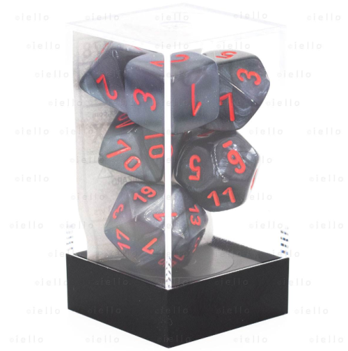 Set de 7 dés Jeux de Rôle Noir Rouge