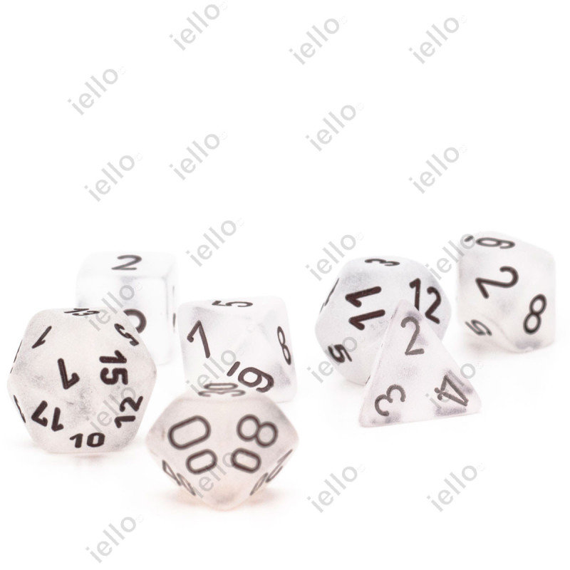 CHESSEX - Set de 7 dés – Jeu de rôle – Frosted Clair/Noir - CHX27401 – Image 2
