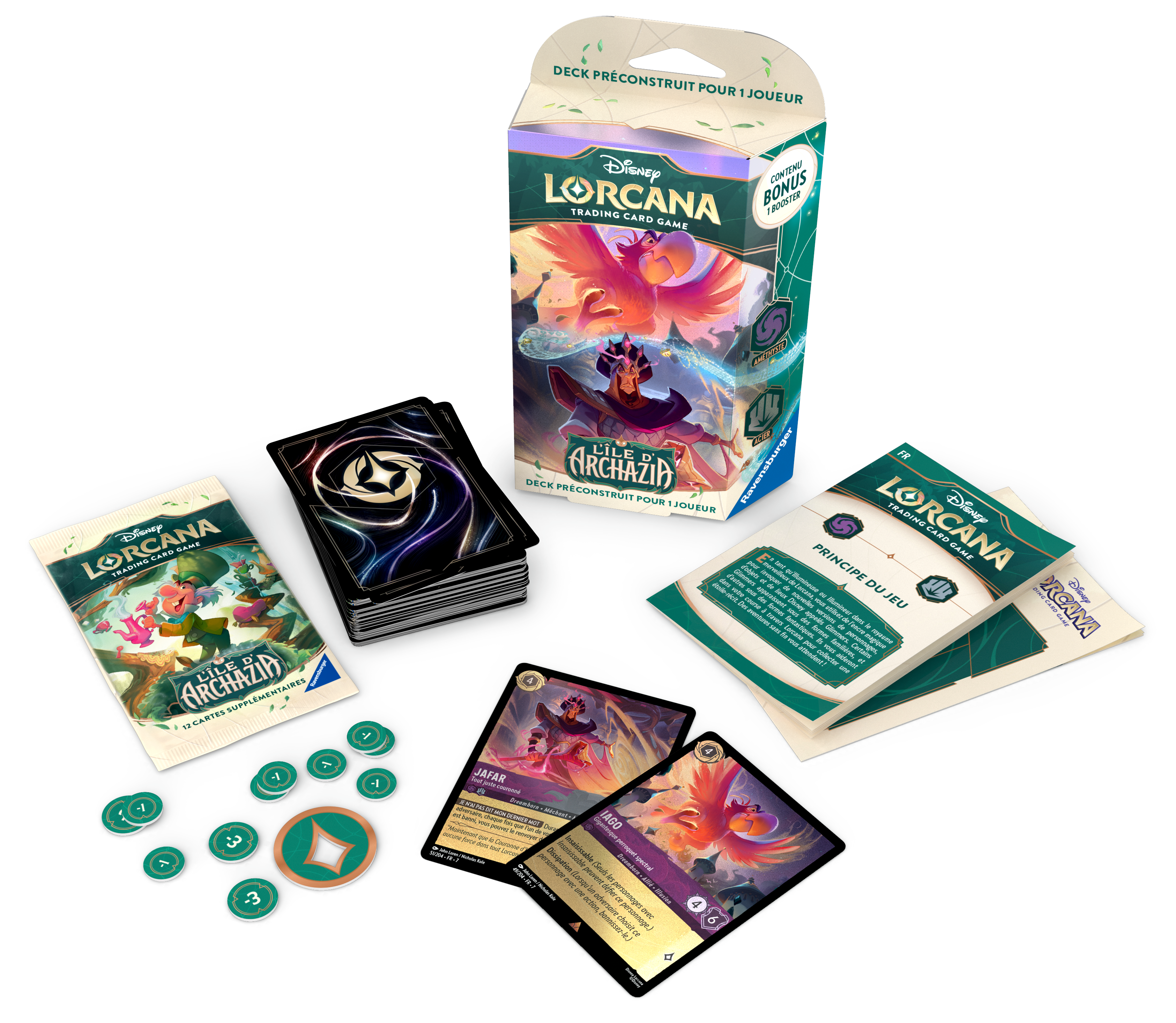 Lorcana – L'île d'Archazia – Deck – Iago et Jafar – Améthyste Acier – Image 2