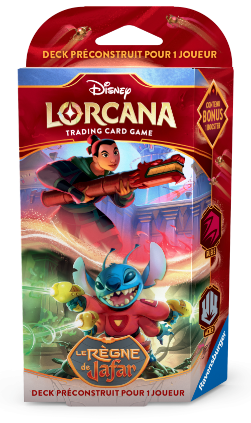 Lorcana – Le Règne de Jafar – Deck – Mulan et Stitch – Rubis Acier