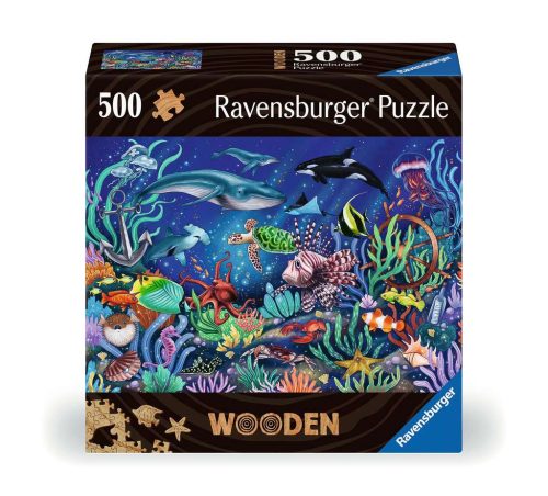 Ravensburger - Puzzle en bois - Wooden - 500 p - Monde marin coloré
