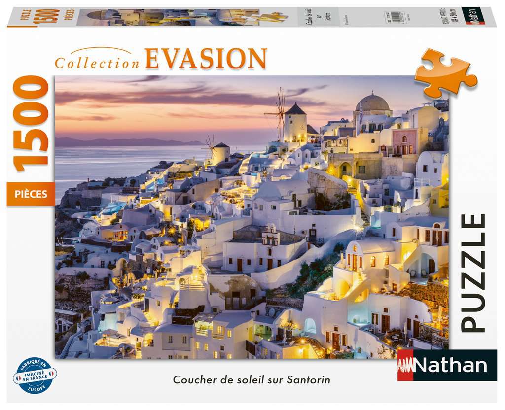 Nathan Puzzle - 1500 pièces - Coucher de soleil sur Santorin